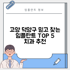 경기 고양 덕양구 흥도동 임플란트 추천 치과 TOP 5 | 잘하는 곳 | 저렴한 곳 | 후기 좋은 곳