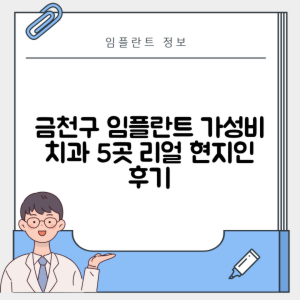 서울 금천구 독산동 임플란트 추천 치과 TOP 5 | 저렴한 곳 | 잘하는 곳 | 후기 좋은 곳