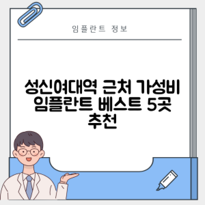 성신여대입구역 임플란트 잘하는 치과 TOP 5｜역 근처 어금니, 앞니 가격 저렴한 곳 추천
