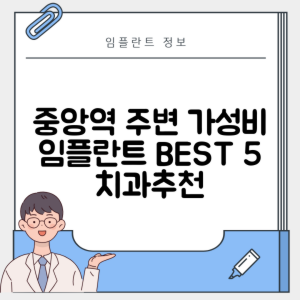 중앙역 임플란트 잘하는 치과 TOP 5｜역 근처 어금니, 앞니 가격 저렴한 곳 추천